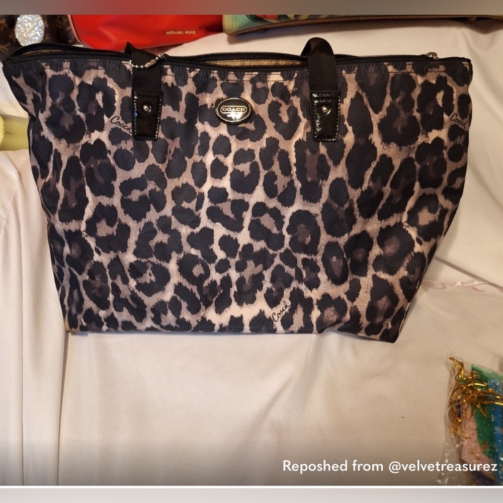 Coach Nylon Weekender Tote Bag Euc Leopard Print
